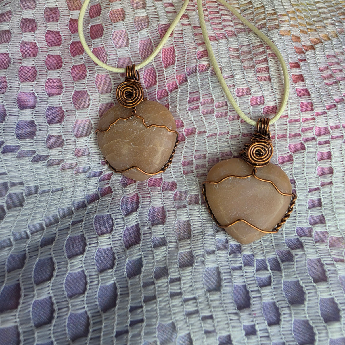 💗 Copper-Wrapped Heart-Shaped Pink Opal Pendant