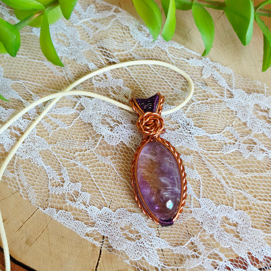 Copper Wrapped Ametrine Pendant