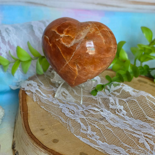 Peach Moonstone Heart Carving
