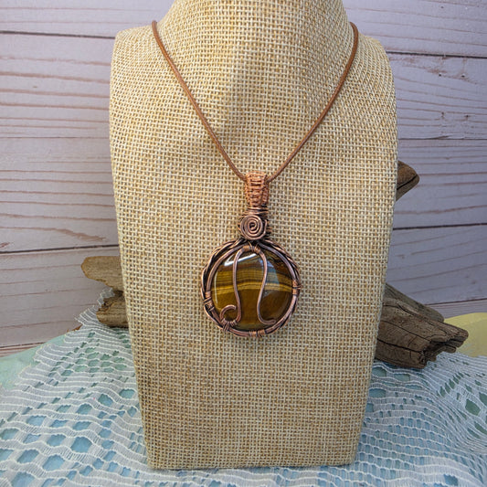 Leo's Fire Pendant ♌☀️ Copper Wire-Wrapped Tigers Eye