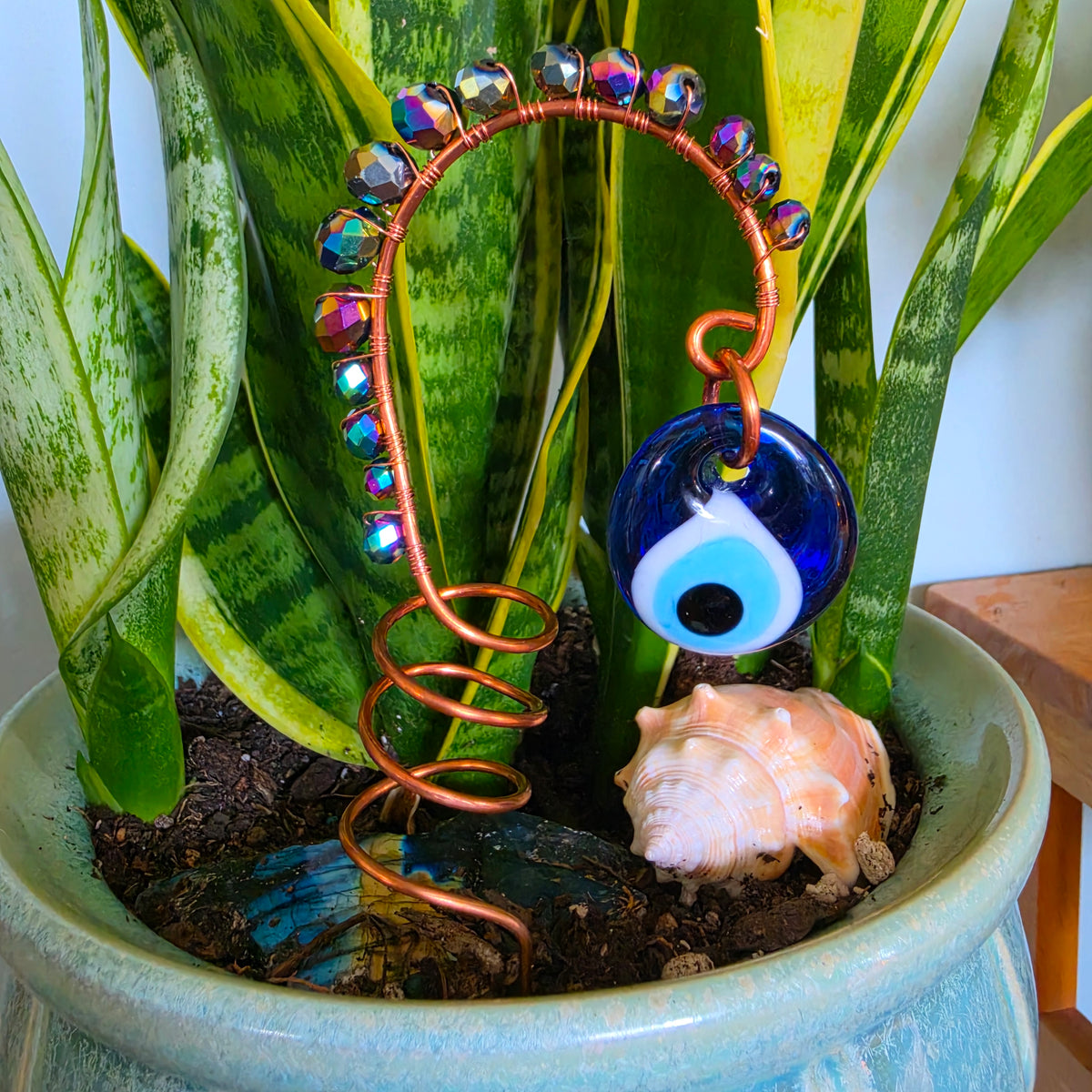 Evil Eye Copper Plant Stake