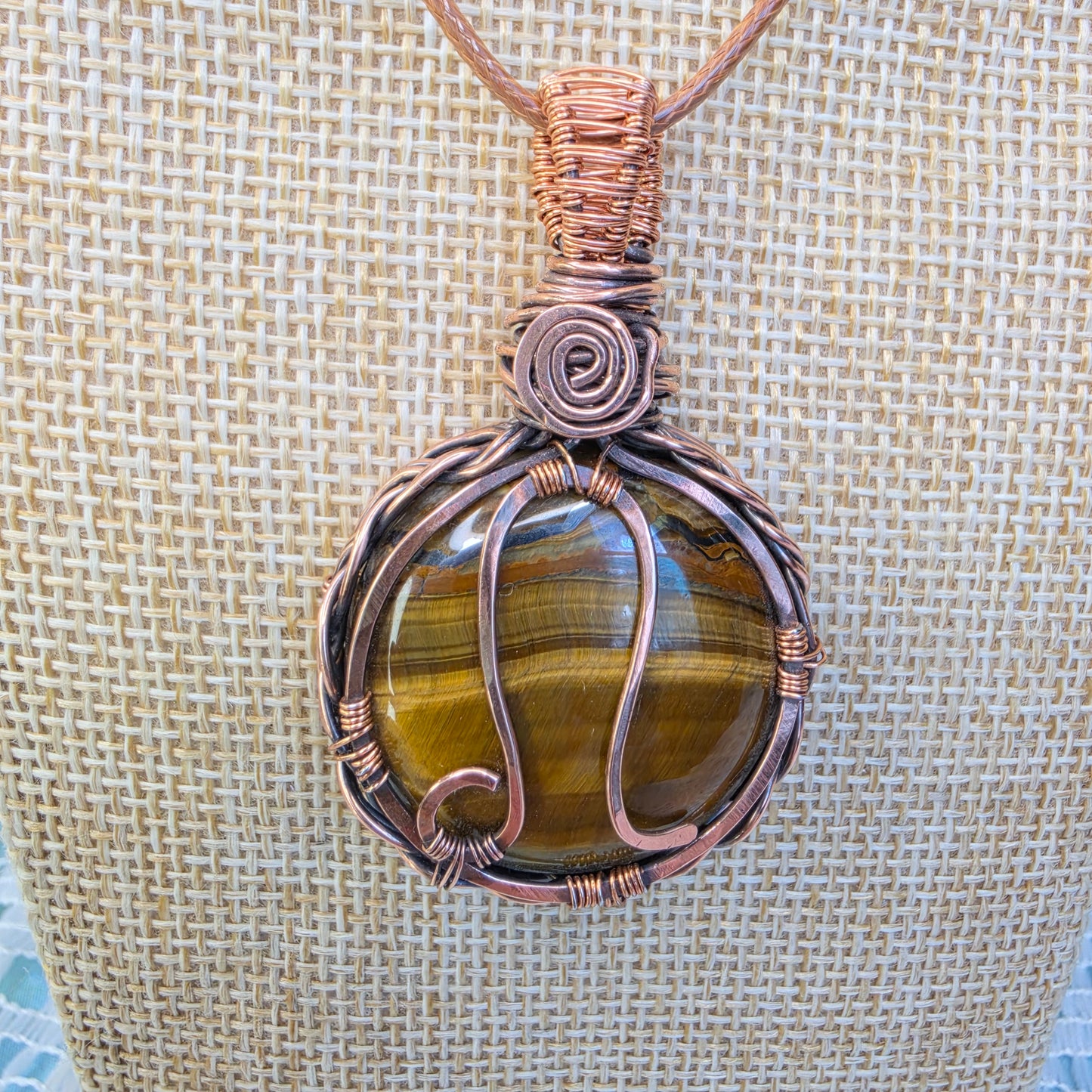 Leo's Fire Pendant ♌☀️ Copper Wire-Wrapped Tigers Eye