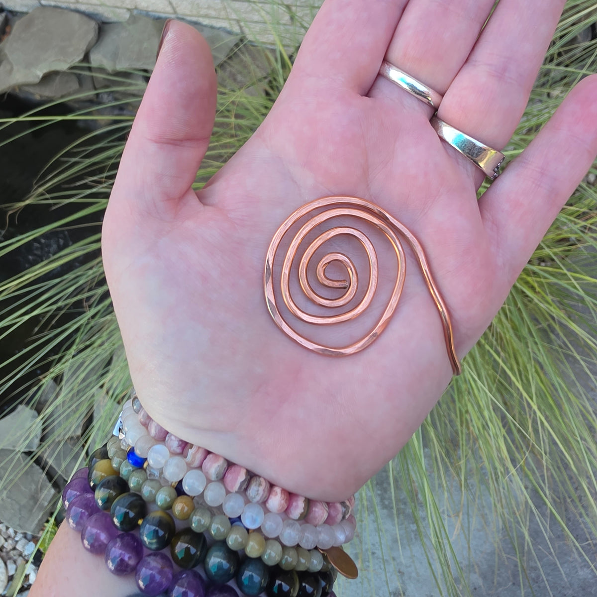 Copper Spiral Hand Cuff Set