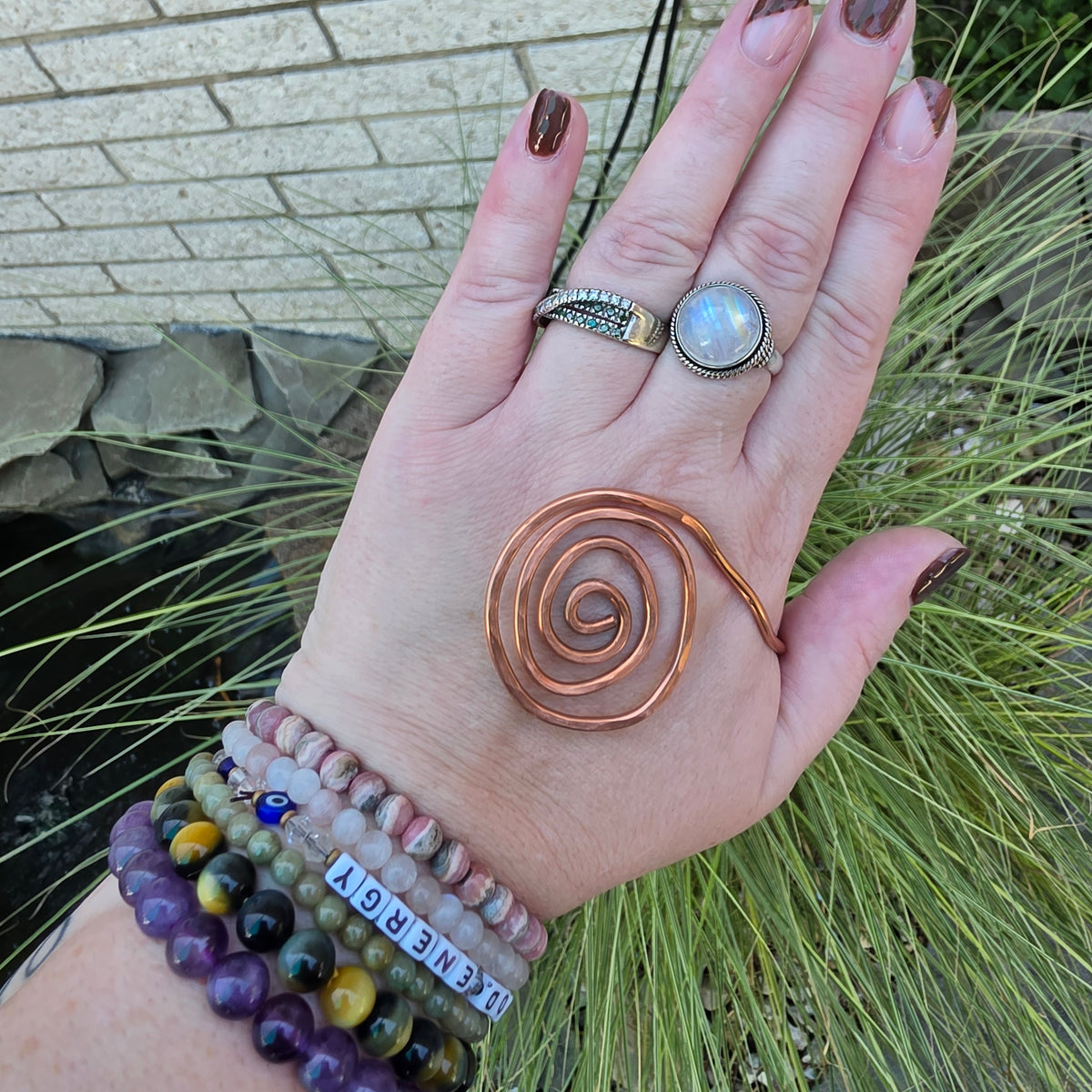 Copper Spiral Hand Cuff Set