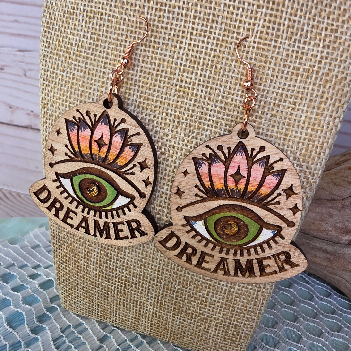 Dreamer Hand-Painted Wood Earrings