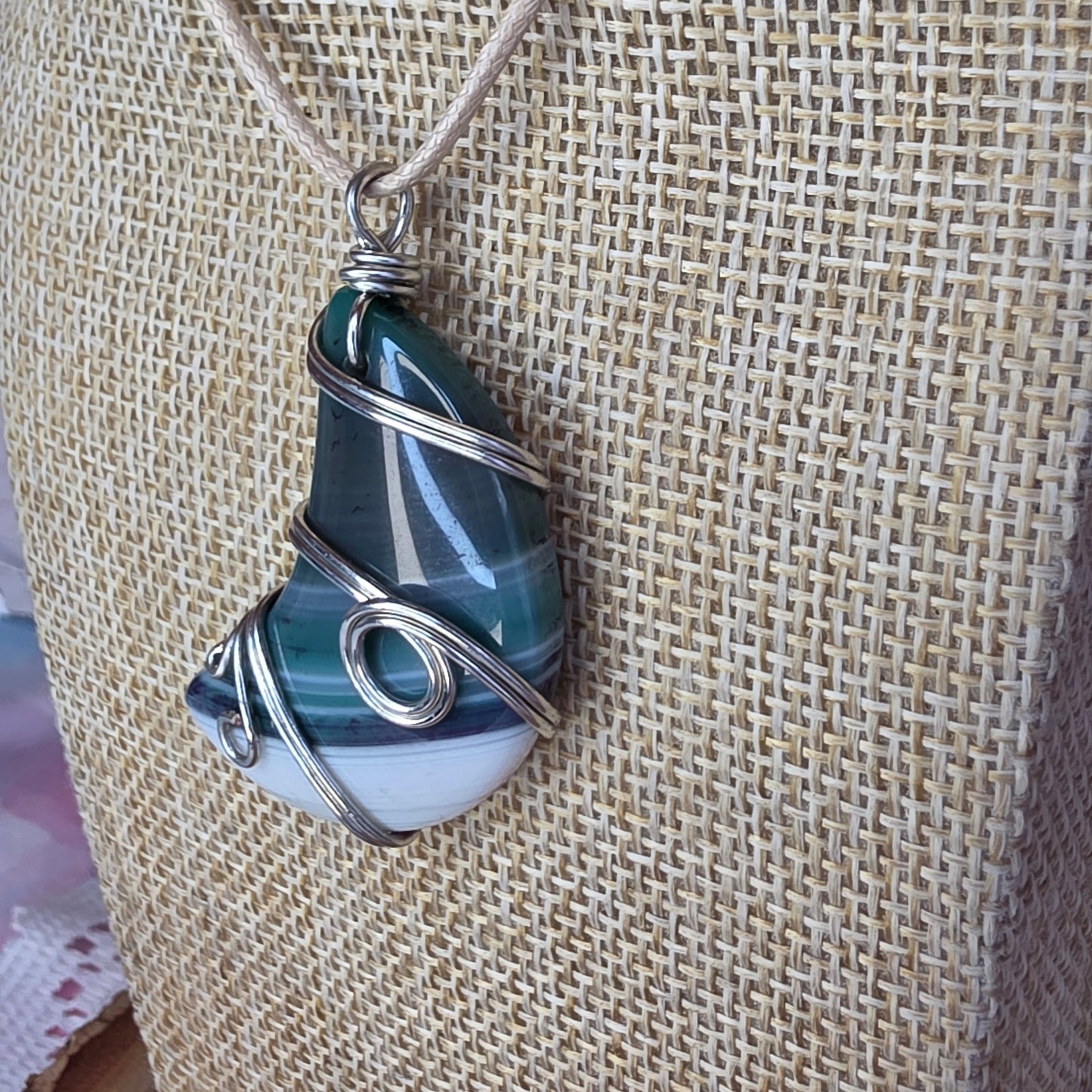 Dyed Agate Wire-Wrapped Pendant