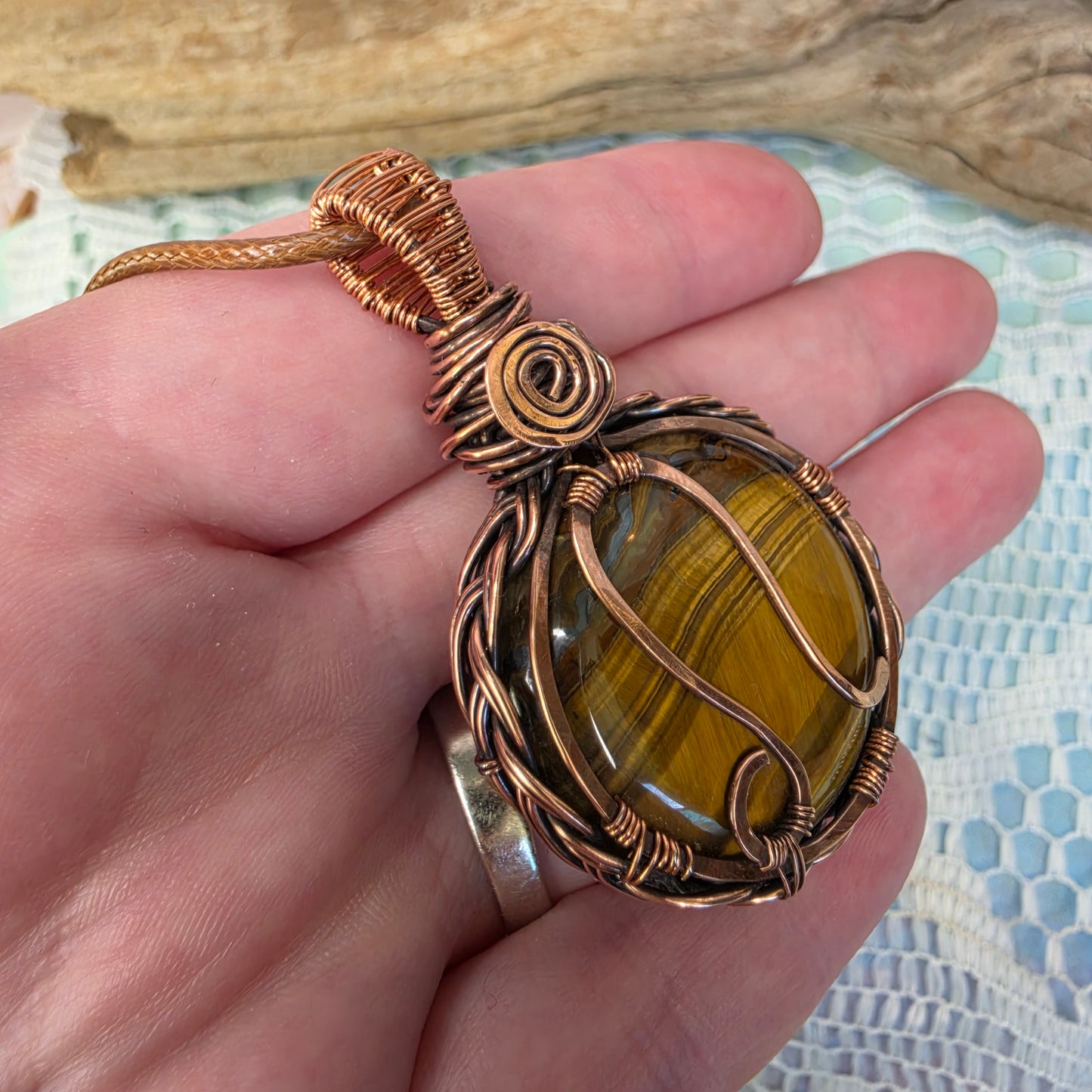 Leo's Fire Pendant ♌☀️ Copper Wire-Wrapped Tigers Eye