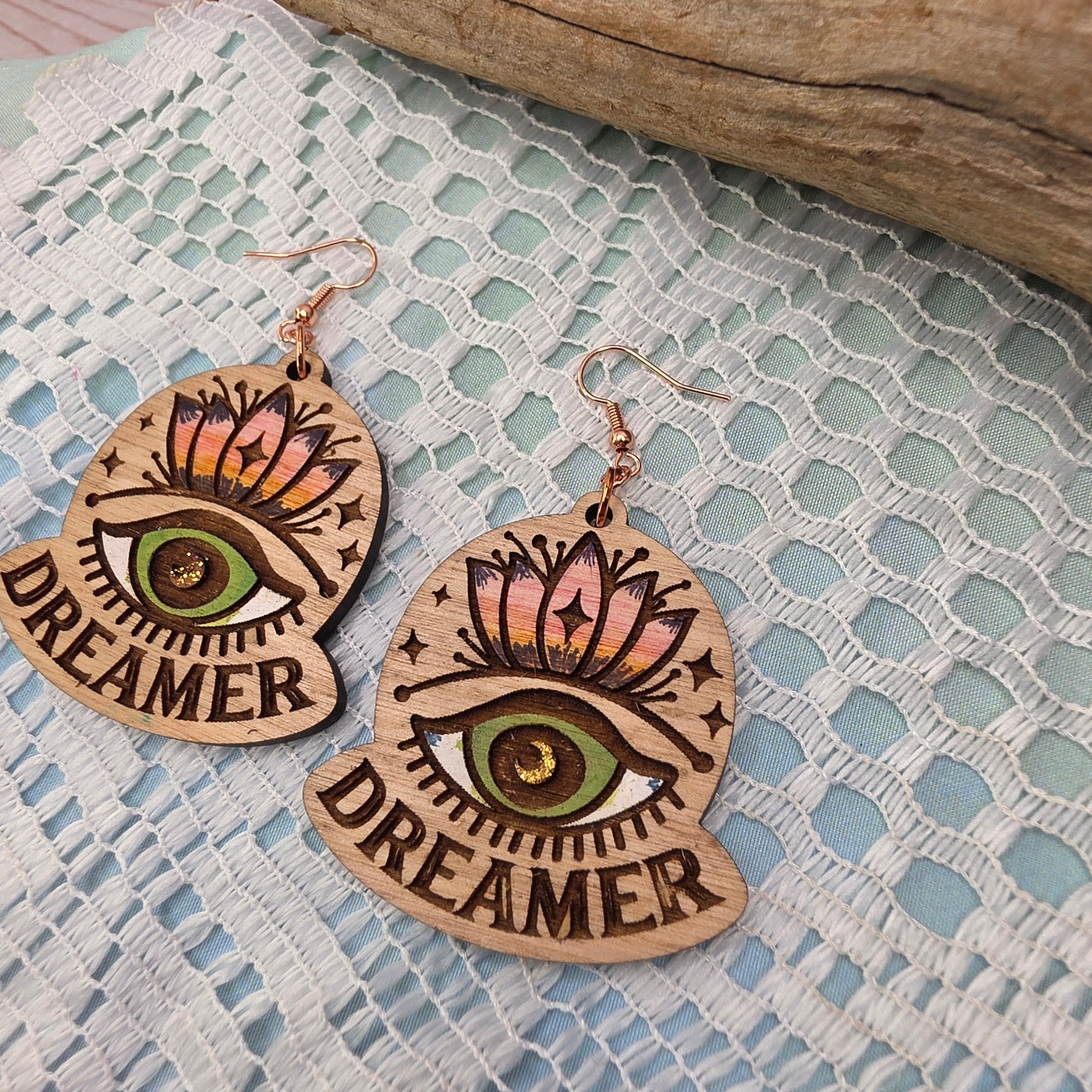 Dreamer Hand-Painted Wood Earrings