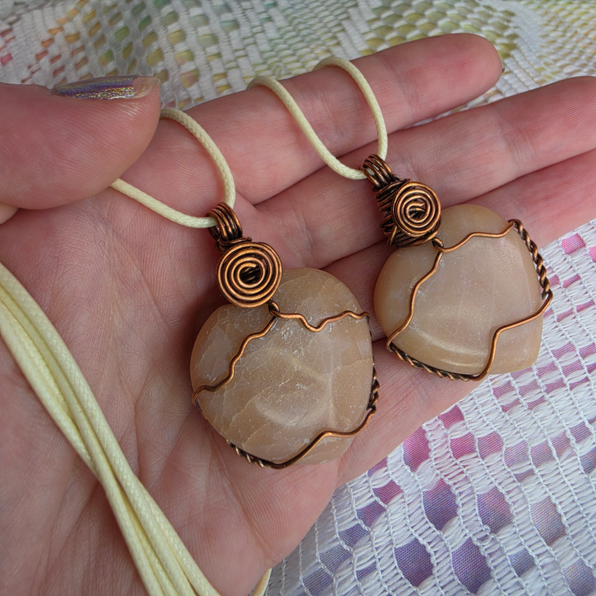 💗 Copper-Wrapped Heart-Shaped Pink Opal Pendant