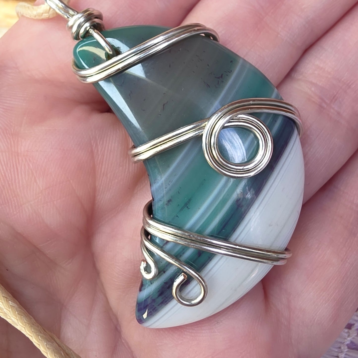 Dyed Agate Wire-Wrapped Pendant