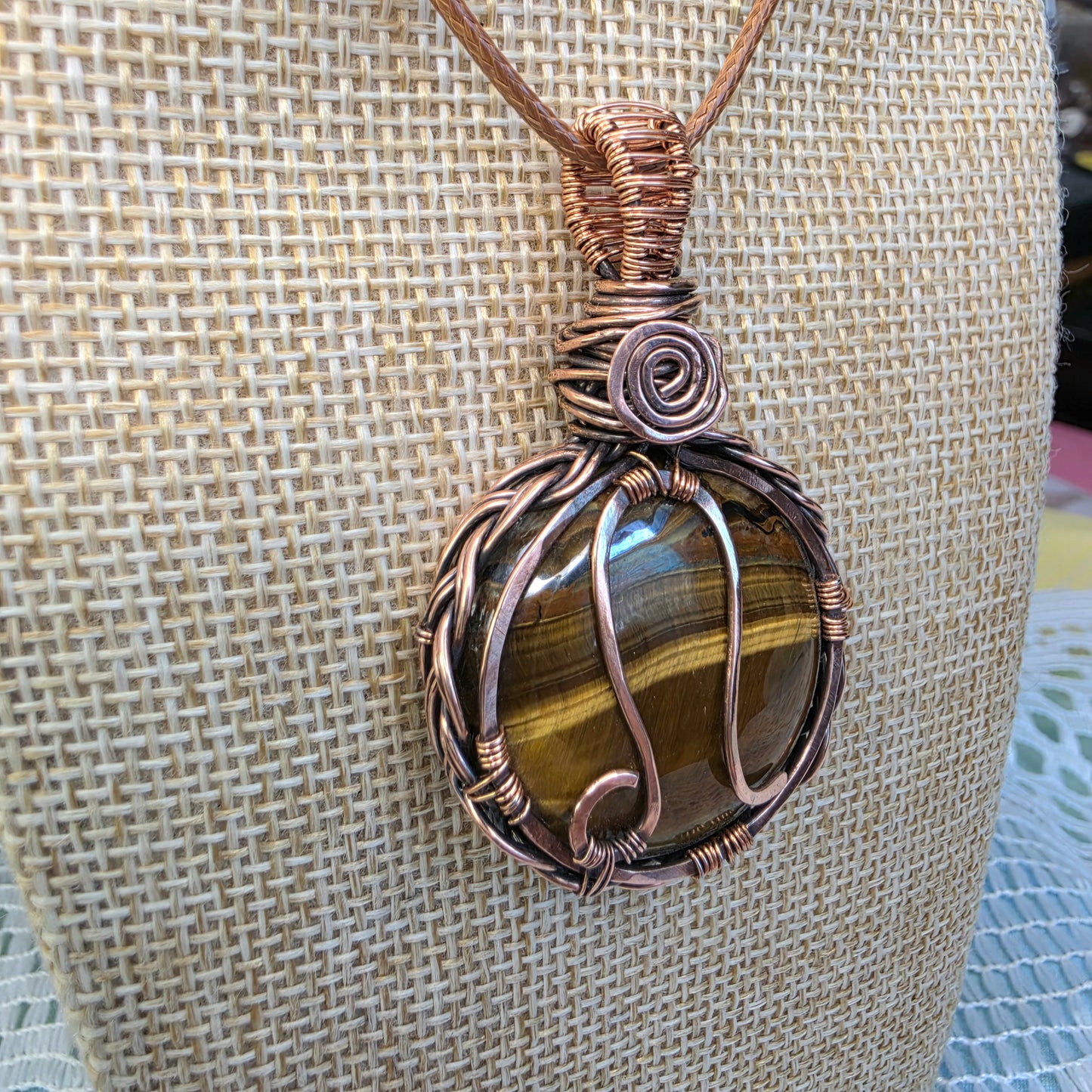 Leo's Fire Pendant ♌☀️ Copper Wire-Wrapped Tigers Eye