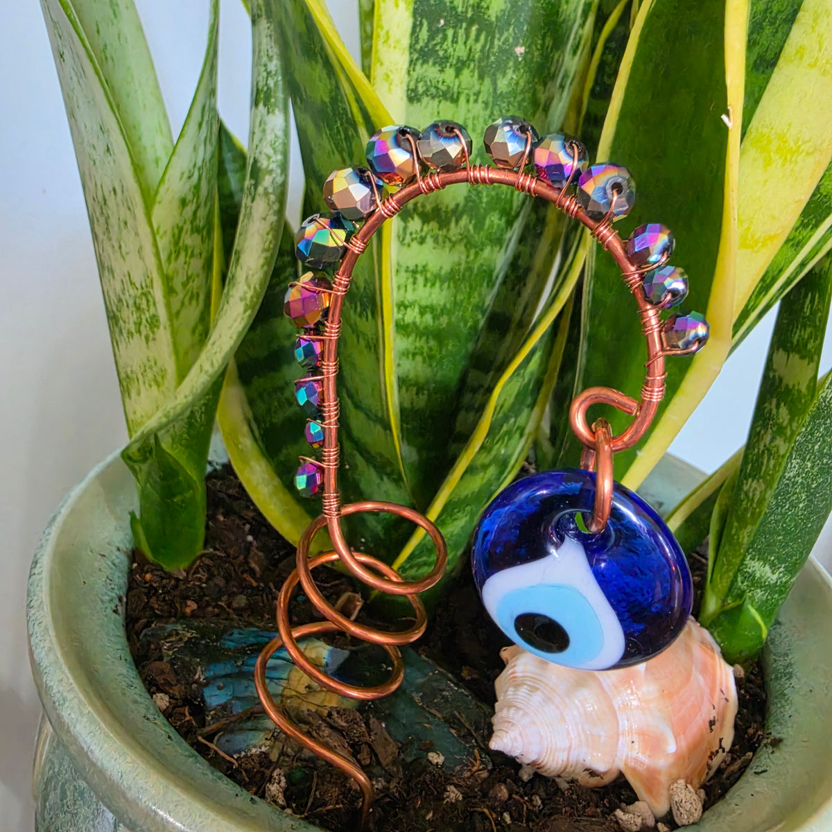 Evil Eye Copper Plant Stake