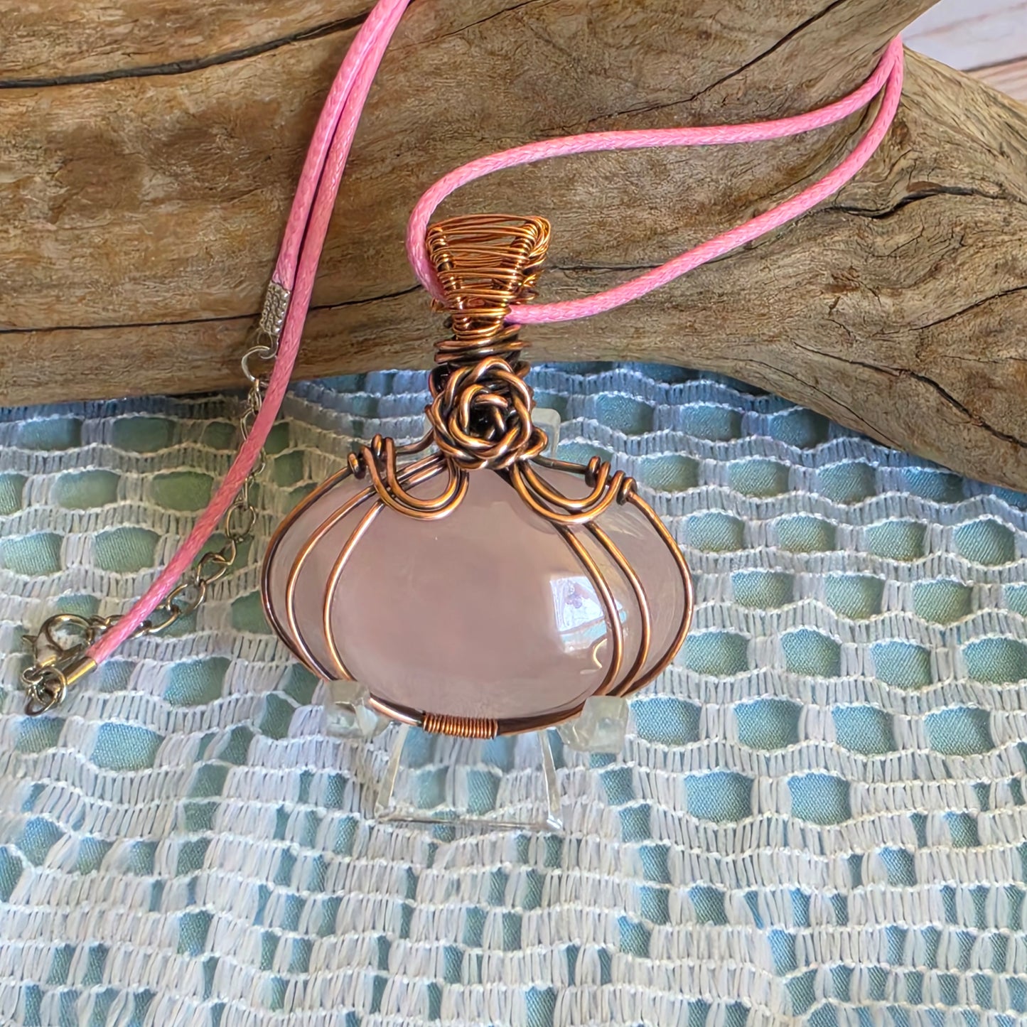 Rose Quartz Wire-Wrapped Pendant 🌸✨