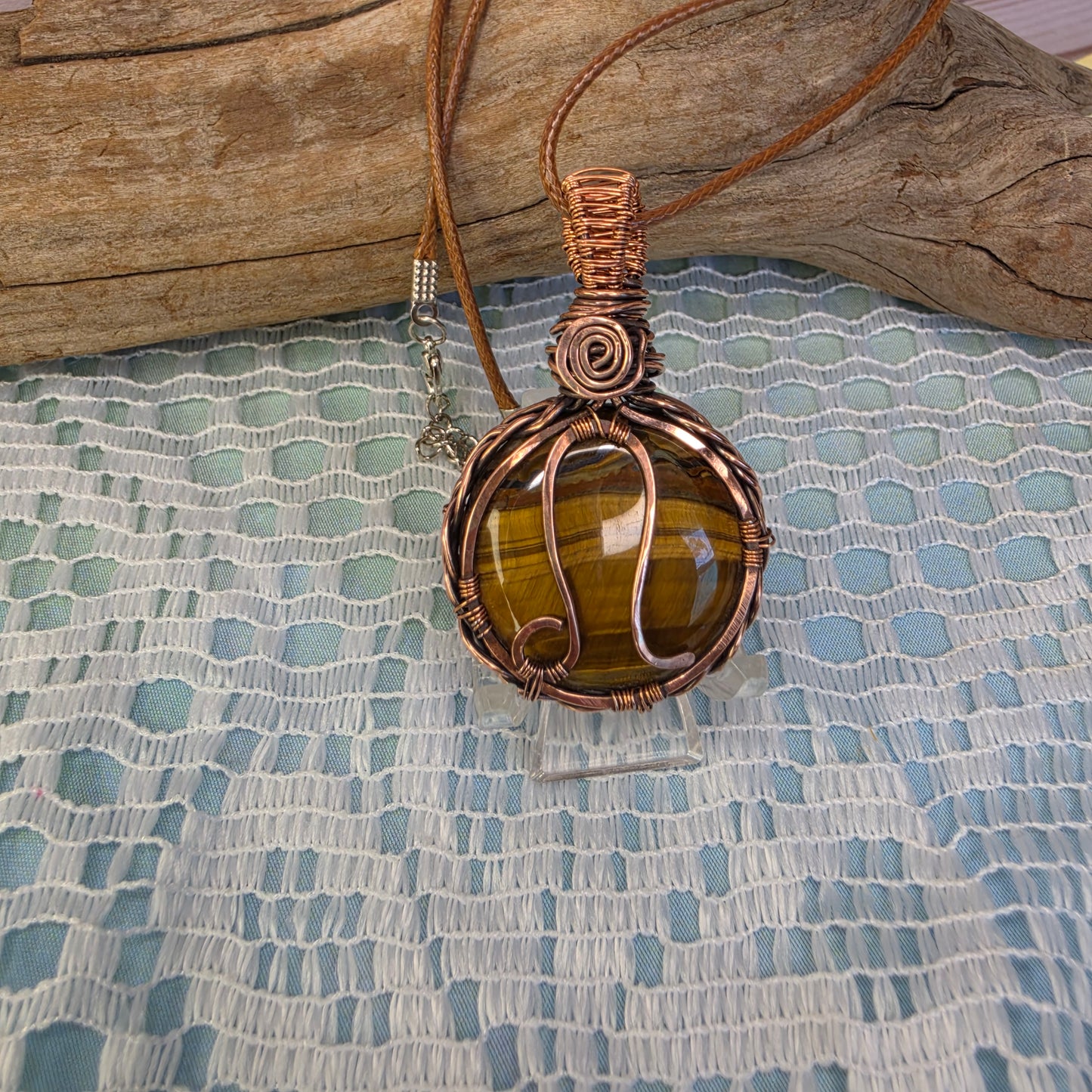 Leo's Fire Pendant ♌☀️ Copper Wire-Wrapped Tigers Eye