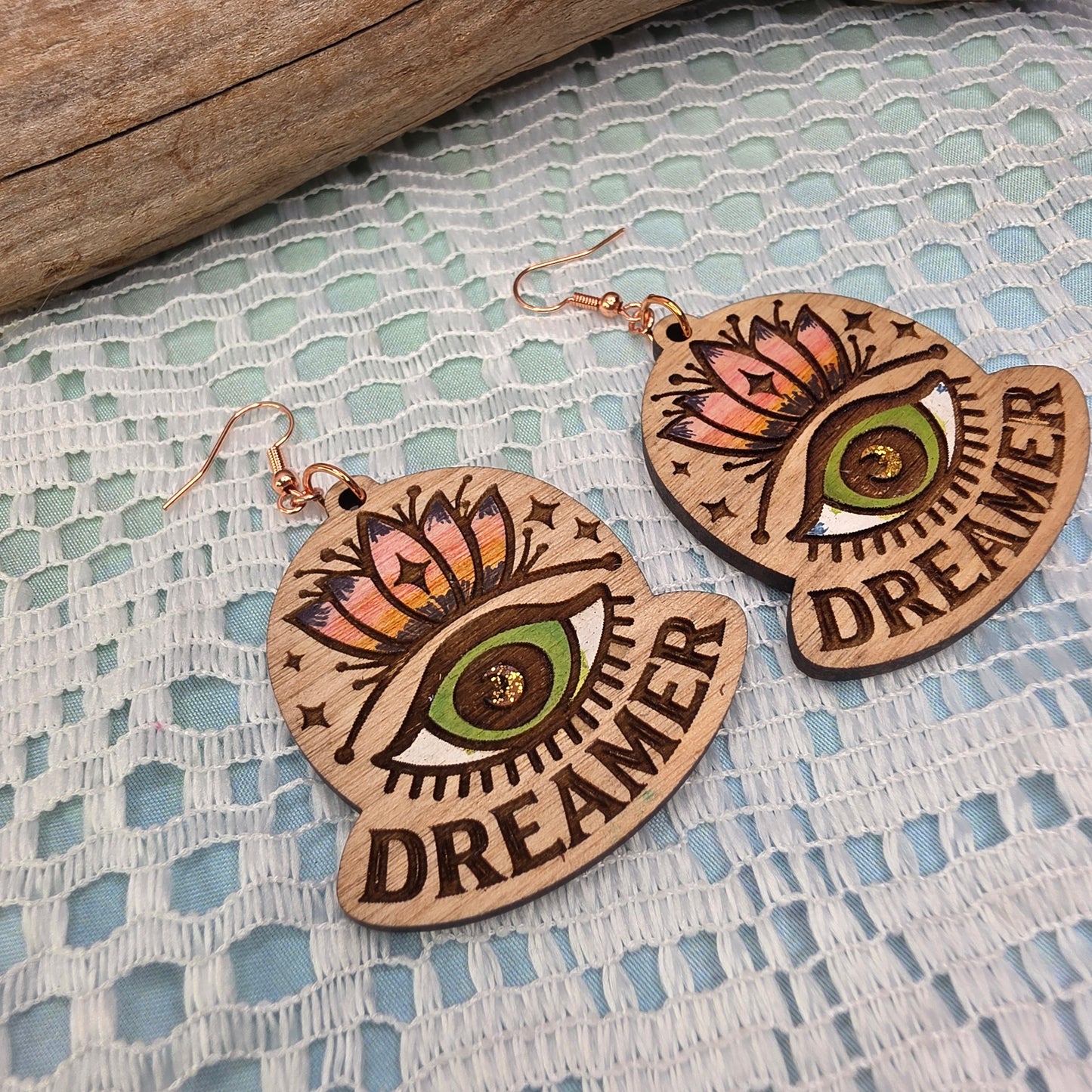 Dreamer Hand-Painted Wood Earrings