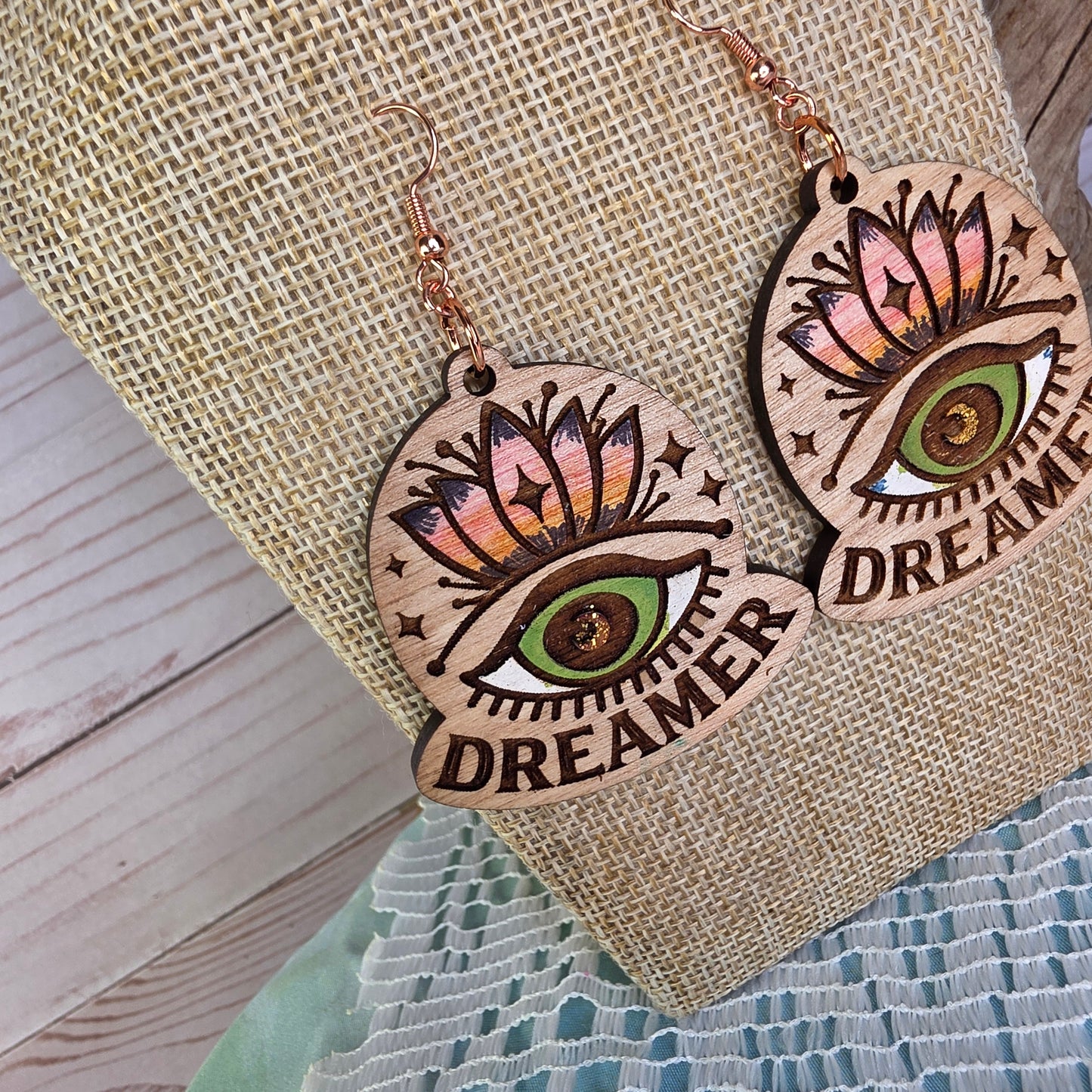 Dreamer Hand-Painted Wood Earrings