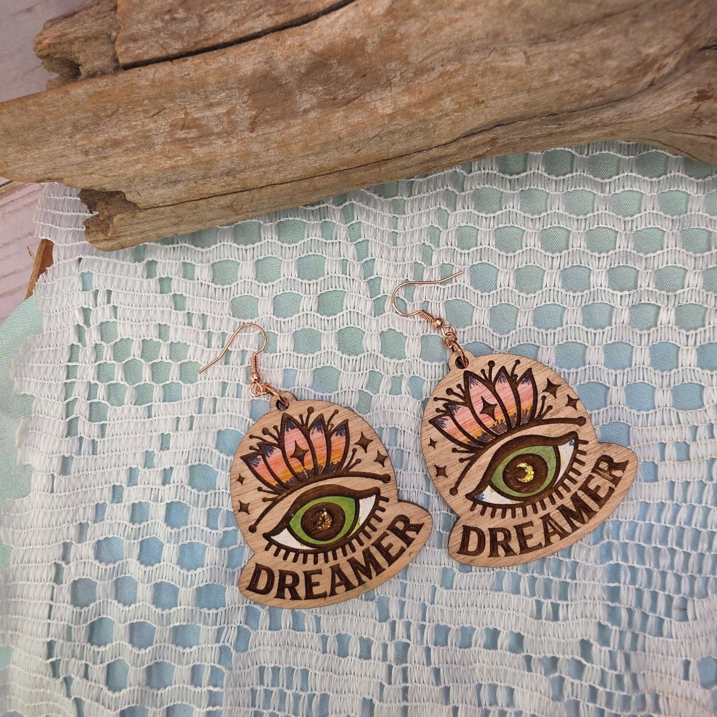 Dreamer Hand-Painted Wood Earrings
