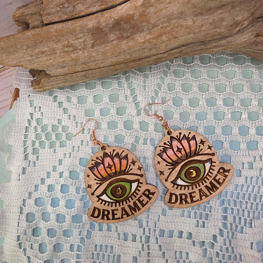 Dreamer Hand-Painted Wood Earrings