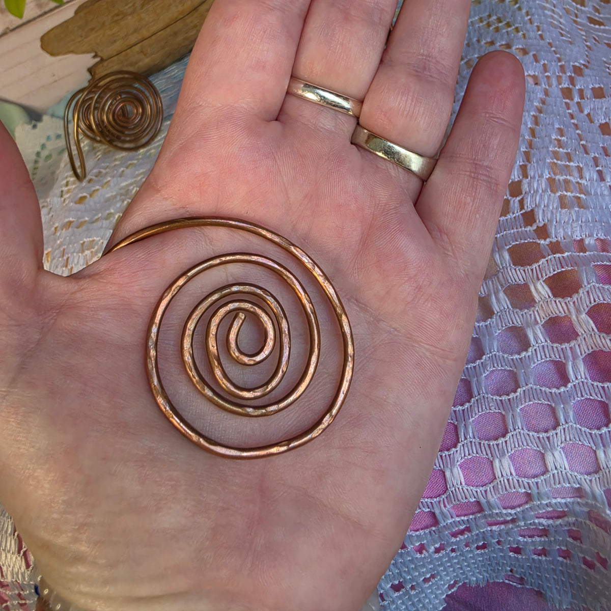 Copper Spiral Hand Cuff Set
