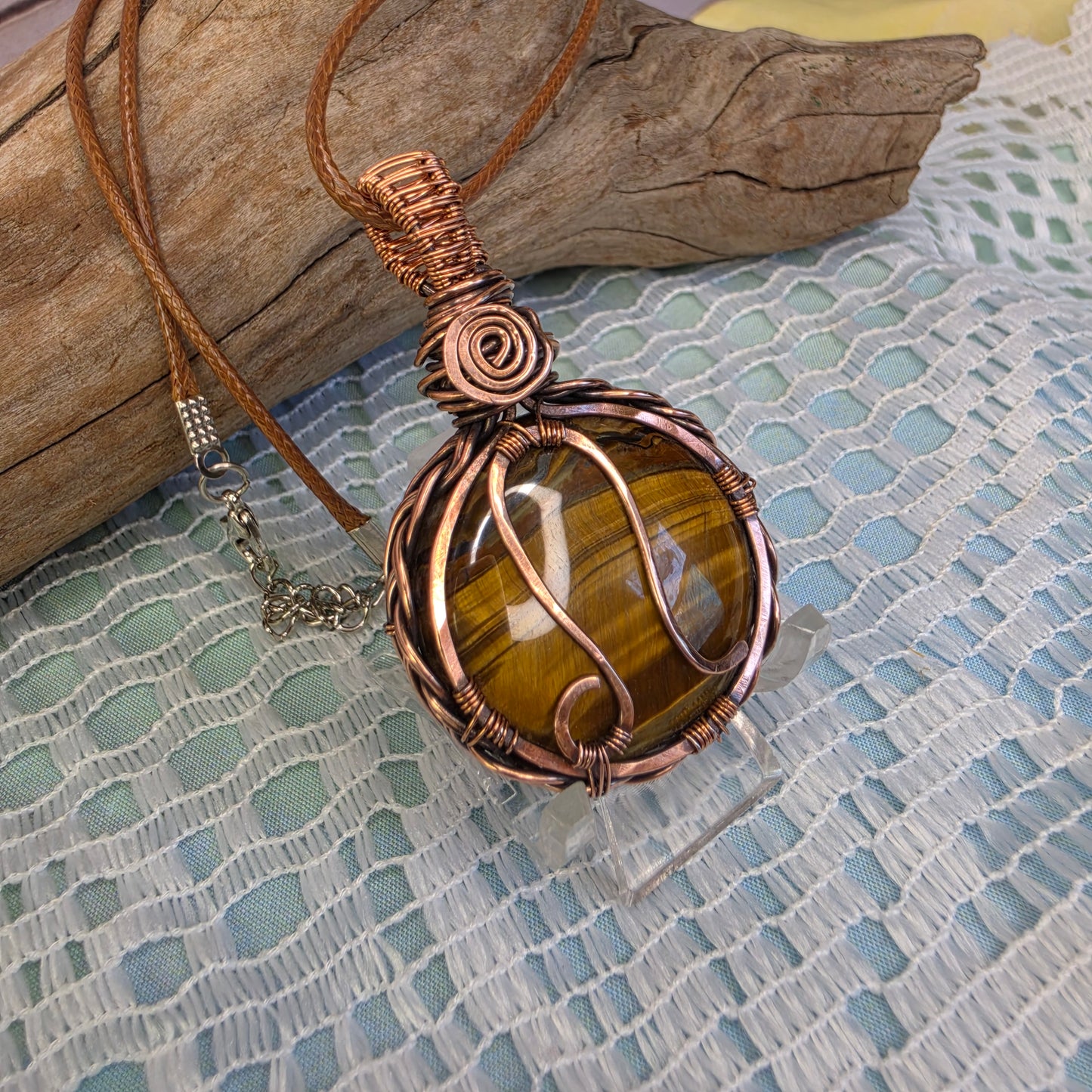 Leo's Fire Pendant ♌☀️ Copper Wire-Wrapped Tigers Eye