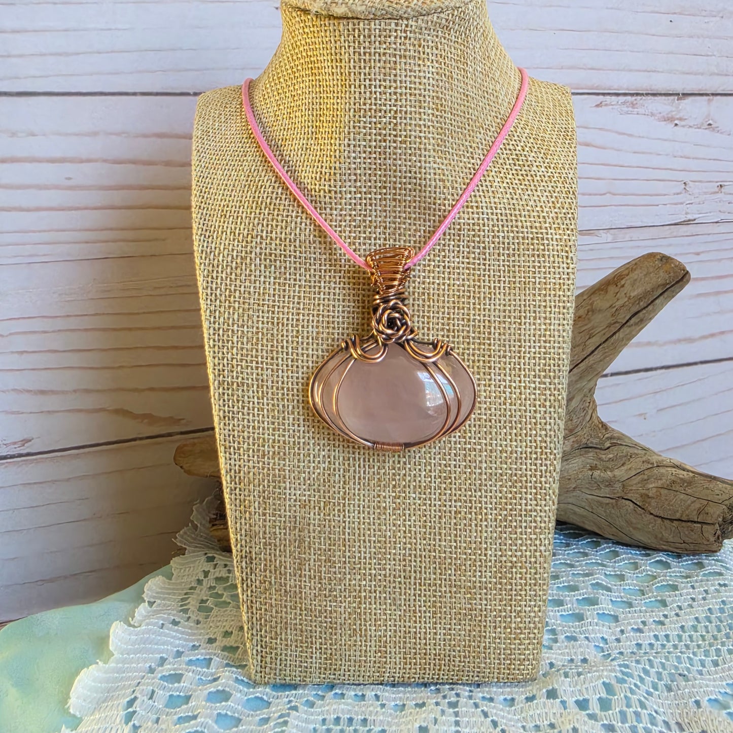 Rose Quartz Wire-Wrapped Pendant 🌸✨