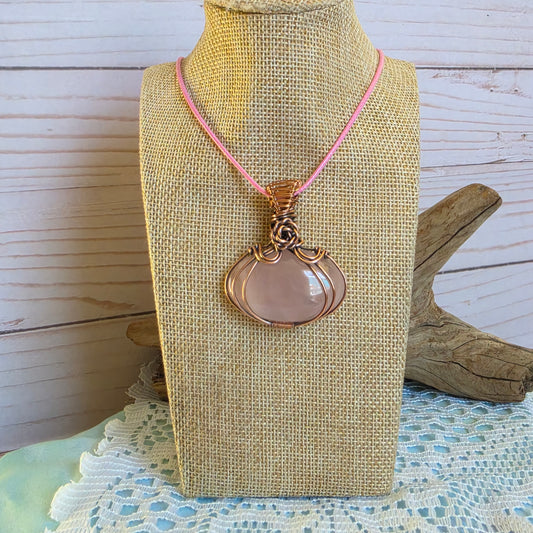 Rose Quartz Wire-Wrapped Pendant 🌸✨
