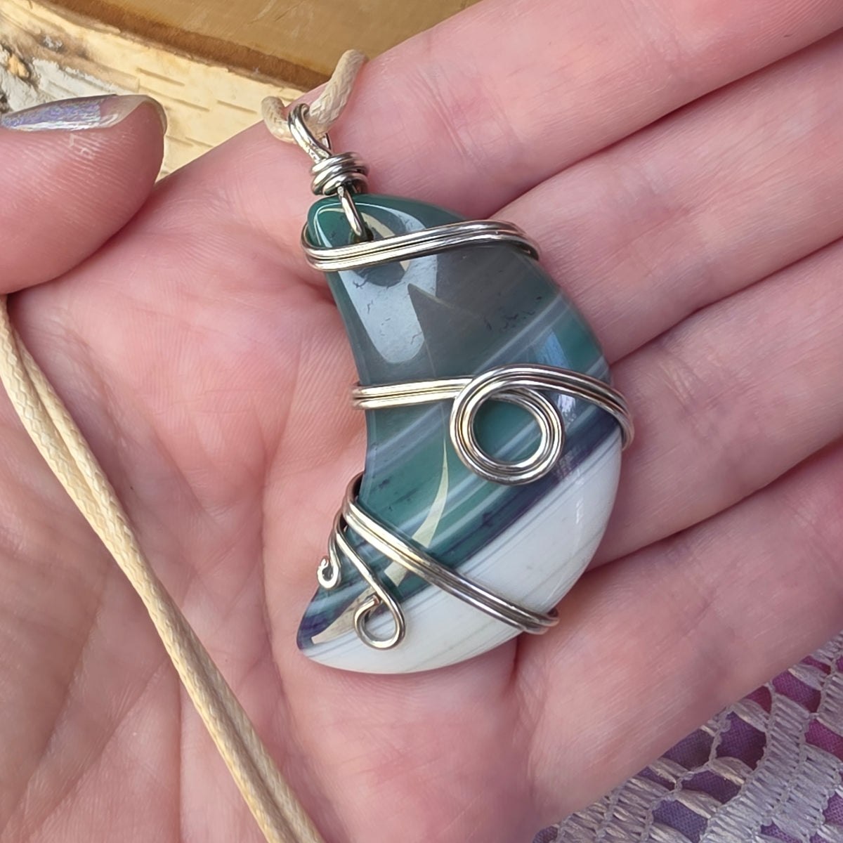 Dyed Agate Wire-Wrapped Pendant