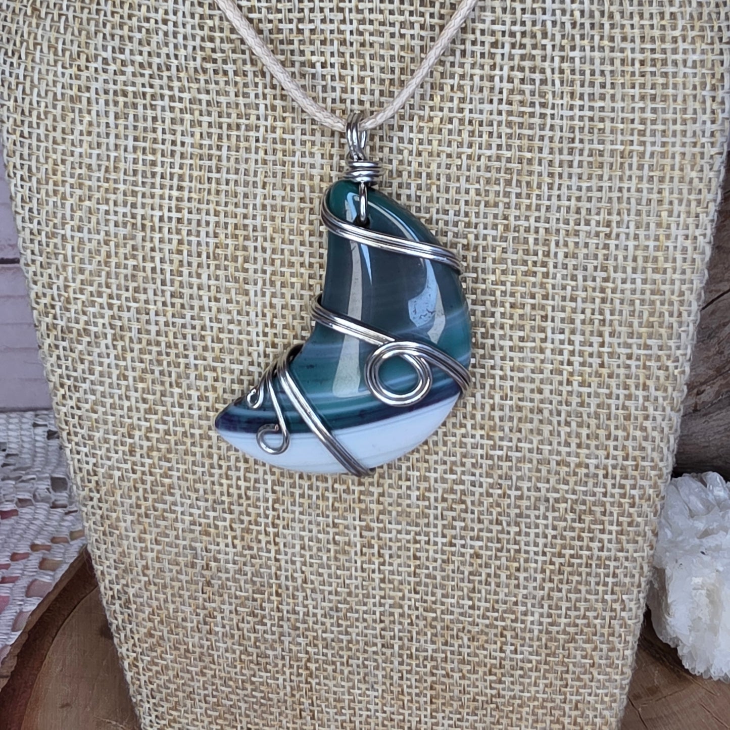 Dyed Agate Wire-Wrapped Pendant