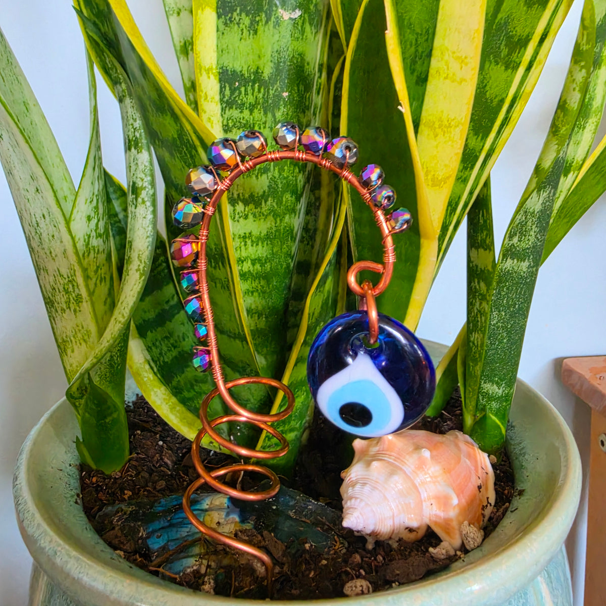 Evil Eye Copper Plant Stake