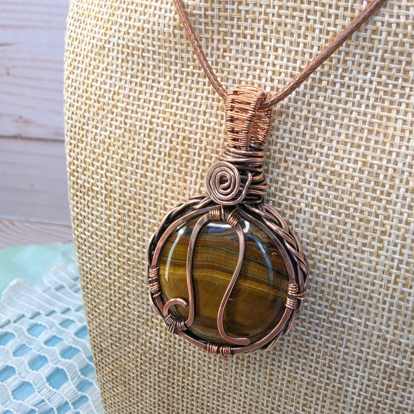 Leo's Fire Pendant ♌☀️ Copper Wire-Wrapped Tigers Eye