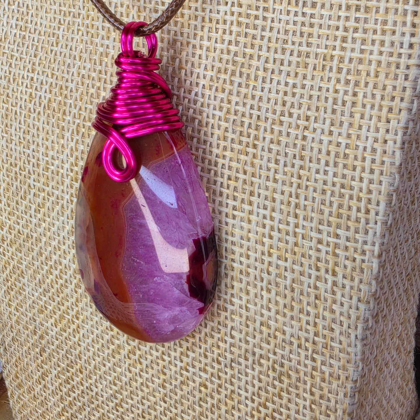 Dyed Agate Wire-Wrapped Pendant