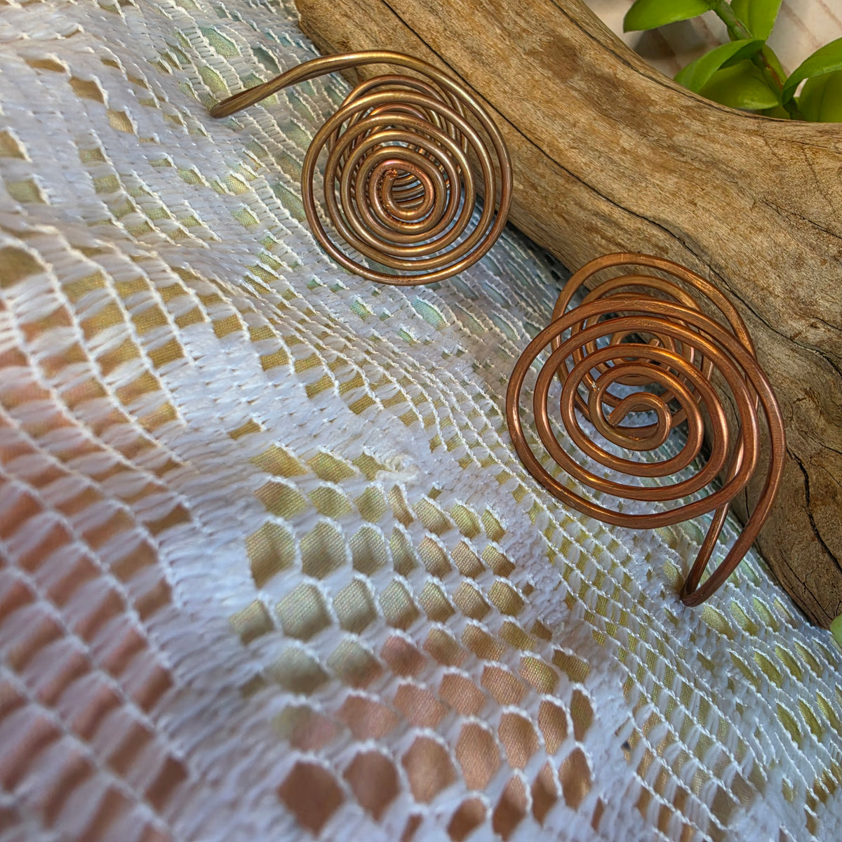 Copper Spiral Hand Cuff Set