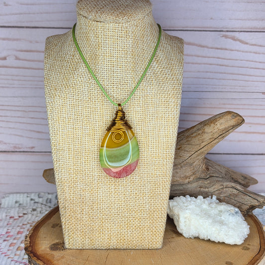 Dyed Agate • Vintage Bronze Wire-Wrapped Pendant