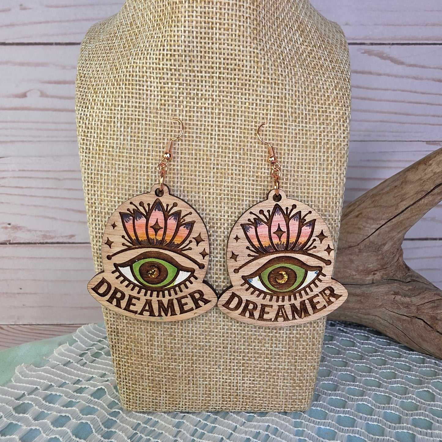 Dreamer Hand-Painted Wood Earrings