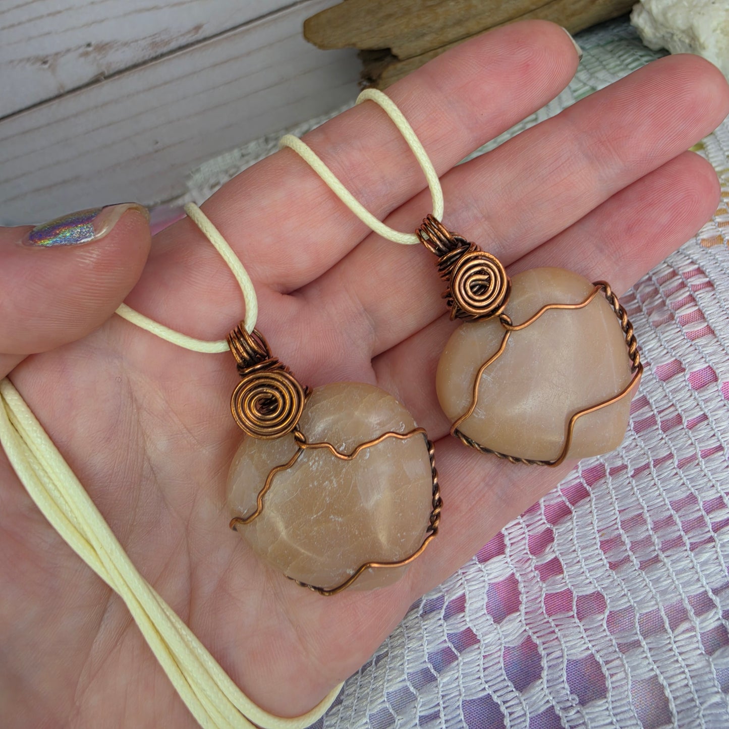 💗 Copper-Wrapped Heart-Shaped Pink Opal Pendant